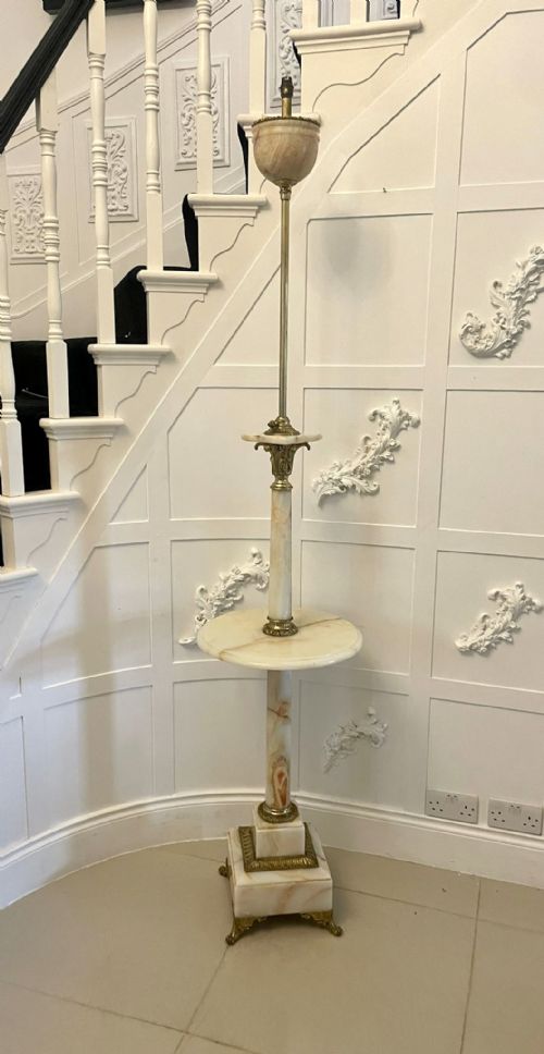 Unusual Antique Victorian French Onyx and Ormolu Extending Floor Lamp