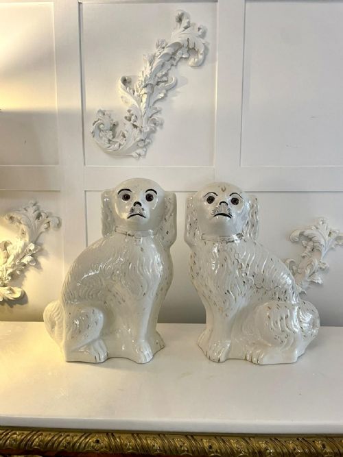 Large Pair of Antique Victorian Quality Staffordshire Dogs