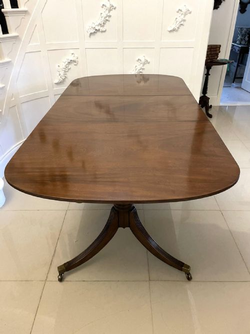 Superb Quality Antique Figured Mahogany Two Pillar Dining Table 75.5 X 107 X 204.5cm
