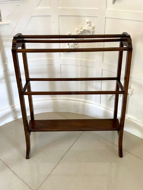 Outstanding Quality Antique Victorian Figured Walnut Floral Marquetry Inlaid Towel Rail