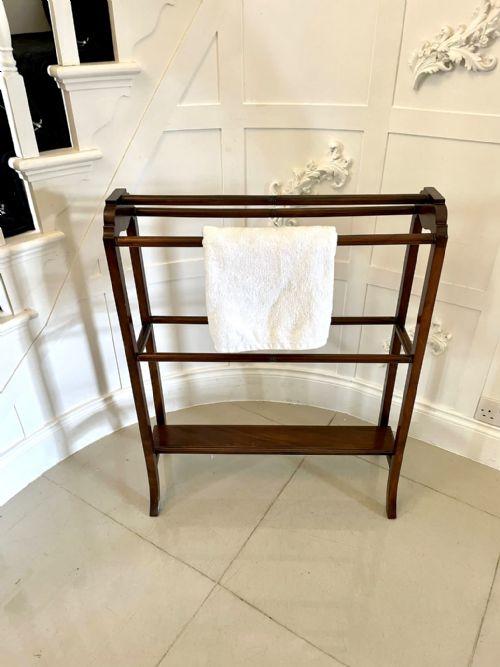 fig 1. Outstanding Quality Antique Victorian Figured Walnut Floral Marquetry Inlaid Towel Rail