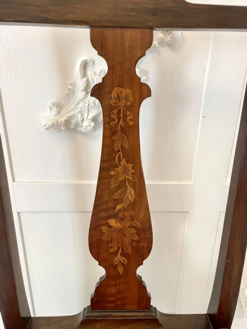 fig 1. Outstanding Quality Set of 3 Antique Victorian Figured Walnut Marquetry Inlaid Bedroom Chairs