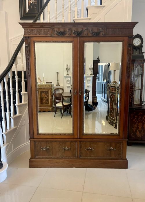 Antique Edwardian Quality Carved Mahogany Wardrobe