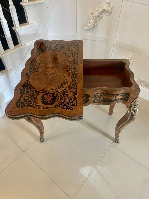 EXHIBITION QUALITY ANTIQUE VICTORIAN FRENCH KINGWOOD MARQUETRY INLAID ORMOLU MOUNTED CARDSIDE TABLE BY HENRY DASSON - ADDITIONAL PHOTO 11