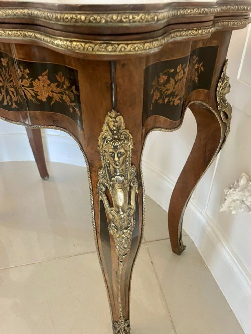 EXHIBITION QUALITY ANTIQUE VICTORIAN FRENCH KINGWOOD MARQUETRY INLAID ORMOLU MOUNTED CARDSIDE TABLE BY HENRY DASSON - ADDITIONAL PHOTO 19
