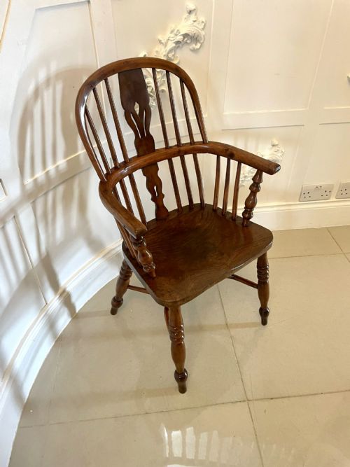 ANTIQUE GEORGE III QUALITY YEW WOOD WINDSOR ARMCHAIR