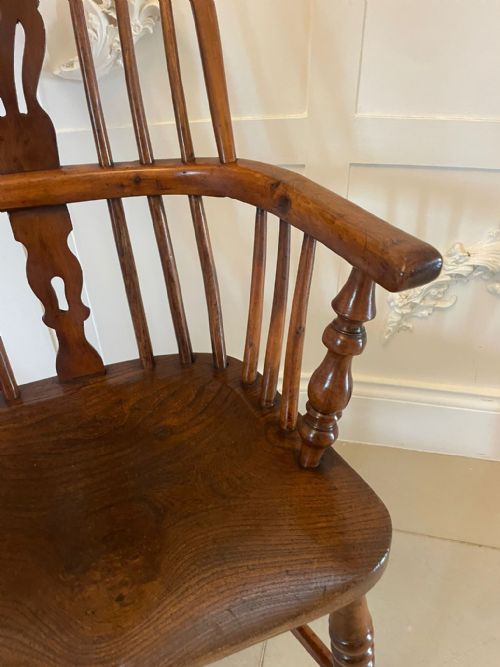 ANTIQUE GEORGE III QUALITY YEW WOOD WINDSOR ARMCHAIR - ADDITIONAL PHOTO 2