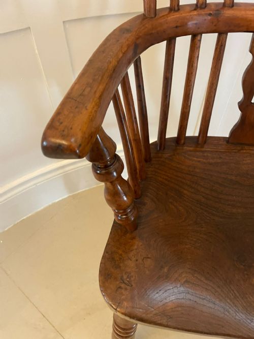 ANTIQUE GEORGE III QUALITY YEW WOOD WINDSOR ARMCHAIR - ADDITIONAL PHOTO 3