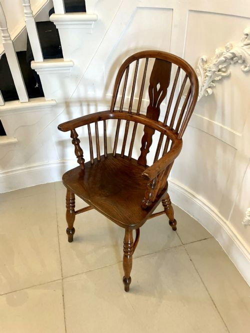ANTIQUE GEORGE III QUALITY YEW WOOD WINDSOR ARMCHAIR - ADDITIONAL PHOTO 10