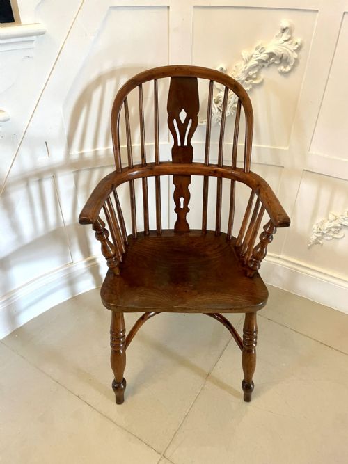 ANTIQUE GEORGE III QUALITY YEW WOOD WINDSOR ARMCHAIR - ADDITIONAL PHOTO 11