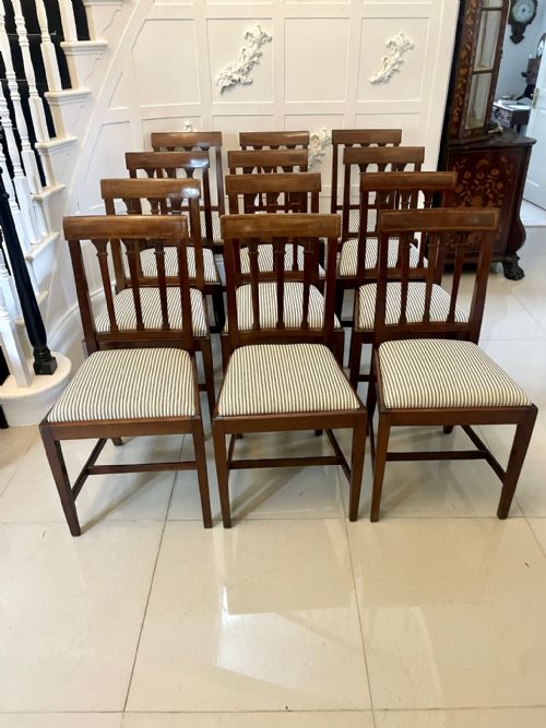 Set of 12 Antique Victorian Quality Mahogany Inlaid Dining Chairs