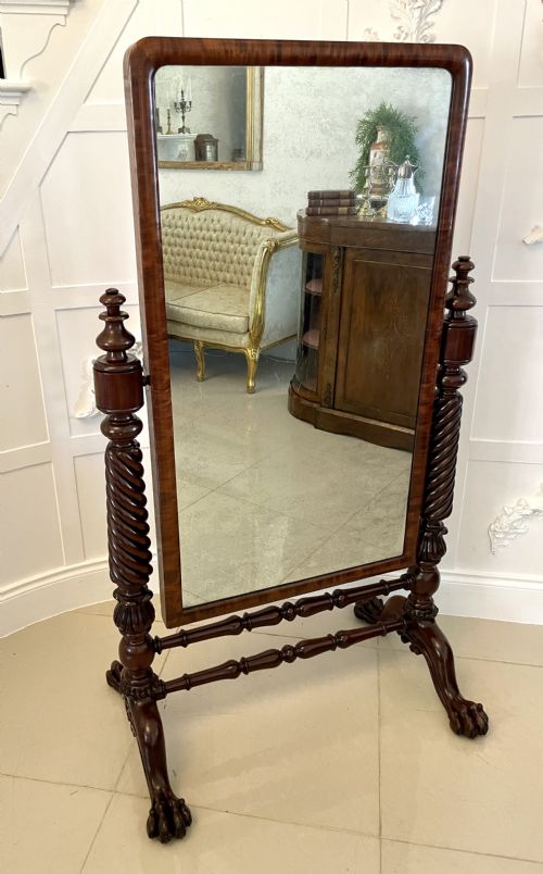 Superb Quality Antique William IV Mahogany Cheval Mirror
