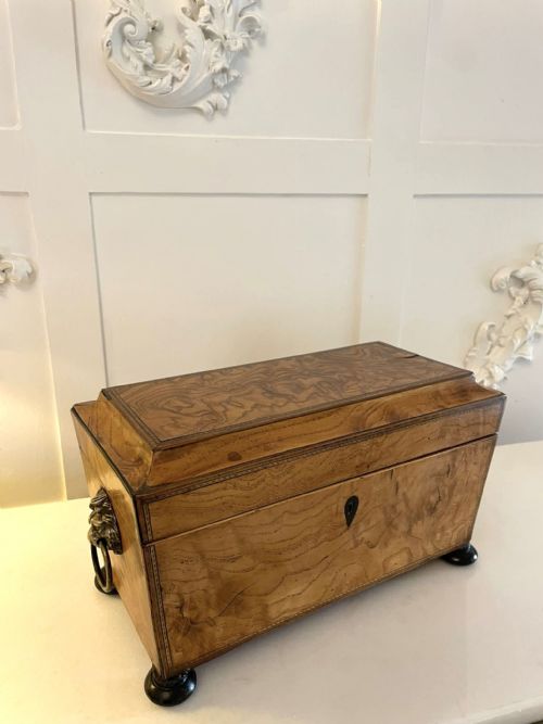 Fantastic Antique Regency Quality Burr Elm Tea Caddy
