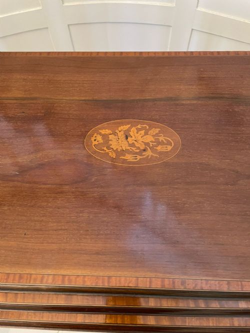 ANTIQUE EDWARDIAN QUALITY MAHOGANY INLAID NEST OF THREE TABLES - ADDITIONAL PHOTO 7
