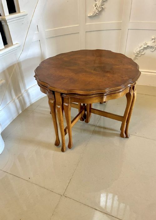 Antique Quality Burr Walnut Nest of 5 Tables