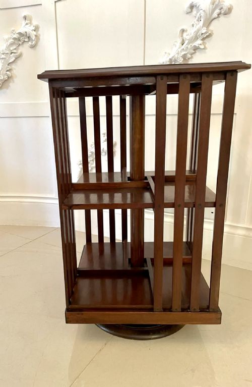 Quality Antique Edwardian Inlaid Mahogany Revolving Bookcase