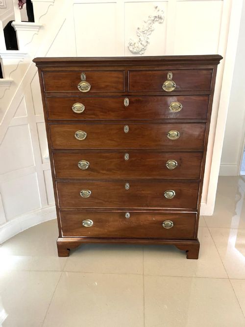 Antique George III Quality Mahogany Tall Chest of 7 Drawers