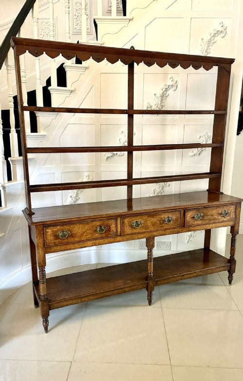 Antique 18th Century George III Quality Oak Dresser and Original Rack