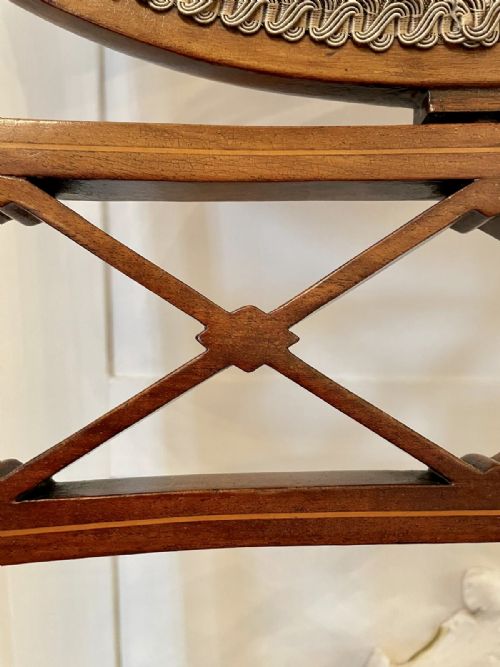 fig 1. Fine Quality Elegant Set of Eight Antique Inlaid Mahogany Dining Chairs