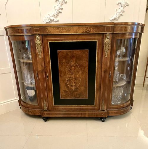 Quality Antique Victorian Inlaid Burr Walnut Credenza