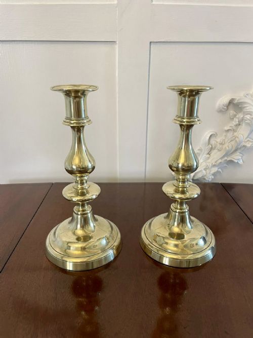 Pair of Antique Victorian Brass Candlesticks