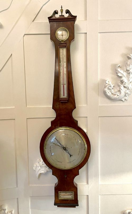 Fine George III Quality Antique Mahogany Banjo Barometer