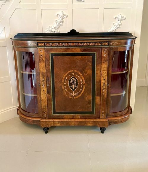 Fine Quality Antique Victorian Burr Walnut Inlaid Credenza