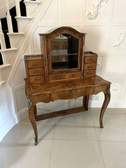 Outstanding Quality Antique Victorian Burr Walnut Bonheur De Jour Writing Desk