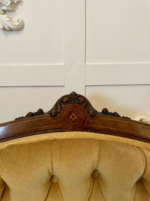 fig 1. Antique Victorian 19th Century Inlaid Walnut Settee