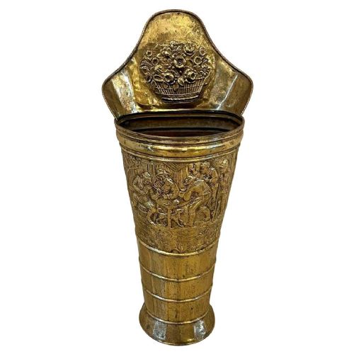 Large Antique Edwardian Ornate Brass Stick Stand