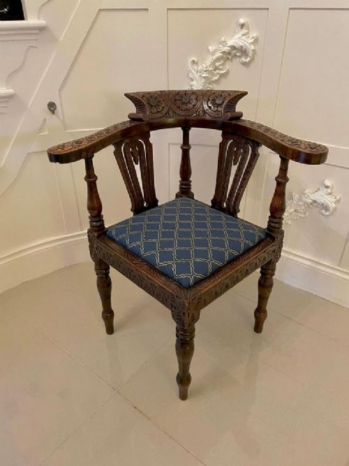 Superb Quality Antique George III Carved Oak Corner Chair 