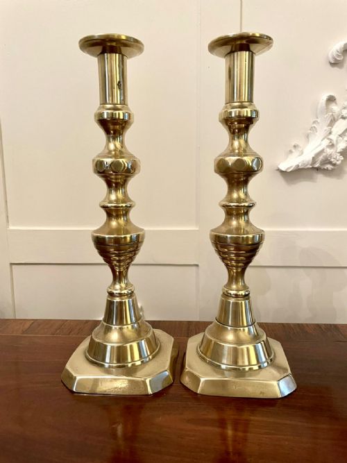 Pair of Antique Victorian Brass Candlesticks