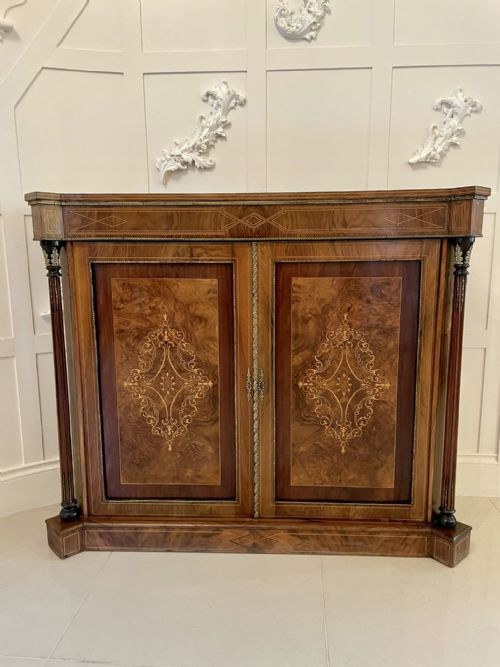 Outstanding Quality Antique Victorian Inlaid Burr Walnut Side Cabinet