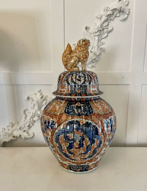 Large Antique 19th Century Quality Imari Lidded Vase
