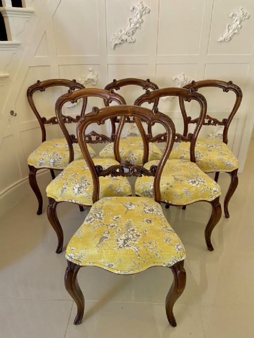 Fine Antique Set of Six Victorian Carved Rosewood Dining Chairs