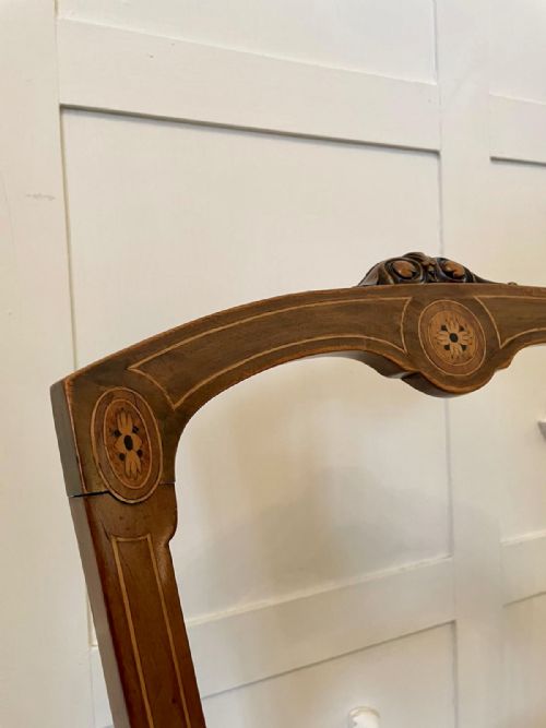 fig 1. Antique 19th Century Set of Four Victorian Walnut Inlaid Dining Chairs