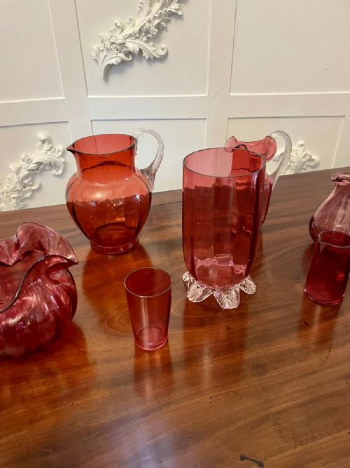 ANTIQUE COLLECTION OF VICTORIAN QUALITY CRANBERRY GLASS ITEMS - ADDITIONAL PHOTO 3
