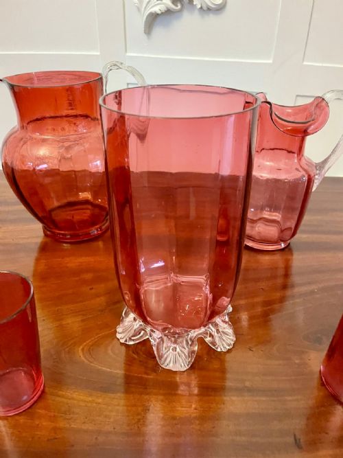 ANTIQUE COLLECTION OF VICTORIAN QUALITY CRANBERRY GLASS ITEMS - ADDITIONAL PHOTO 5