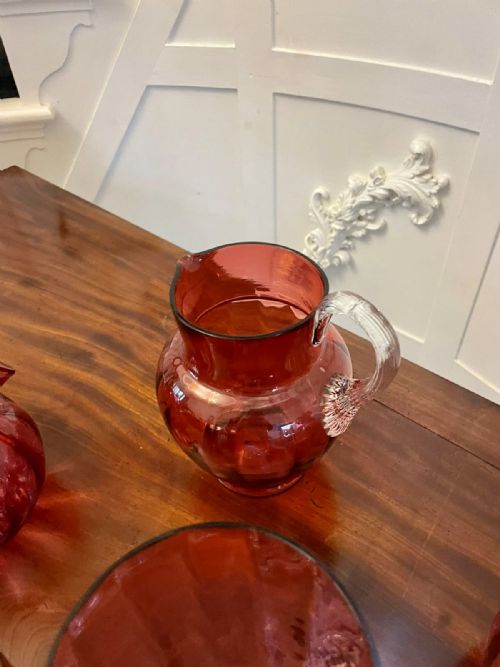 ANTIQUE COLLECTION OF VICTORIAN QUALITY CRANBERRY GLASS ITEMS - ADDITIONAL PHOTO 6