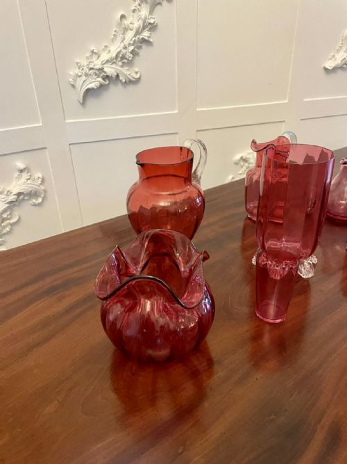 ANTIQUE COLLECTION OF VICTORIAN QUALITY CRANBERRY GLASS ITEMS - ADDITIONAL PHOTO 7