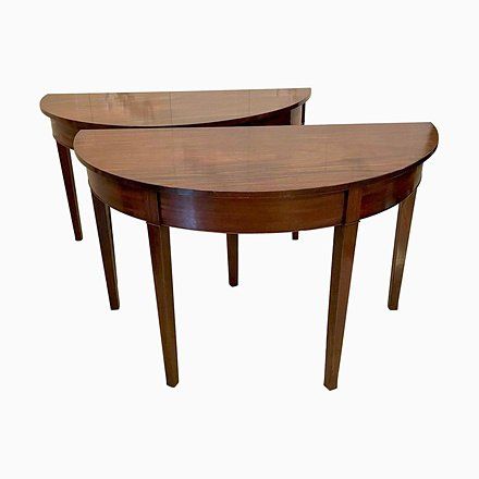 Antique George III Quality Pair of Mahogany Demi-lune Console Tables
