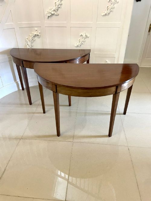 Pair of Quality Antique George III Mahogany Demi Lune Console Tables