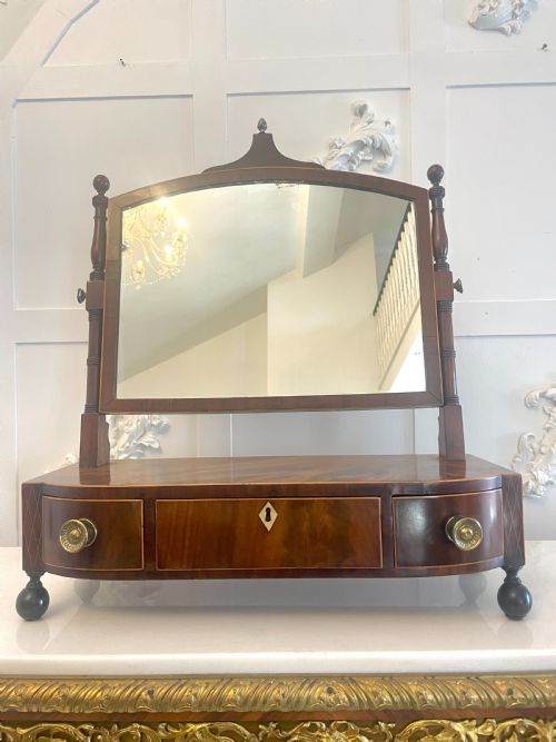 Antique George III Quality Figured Mahogany Dressing Table Mirror