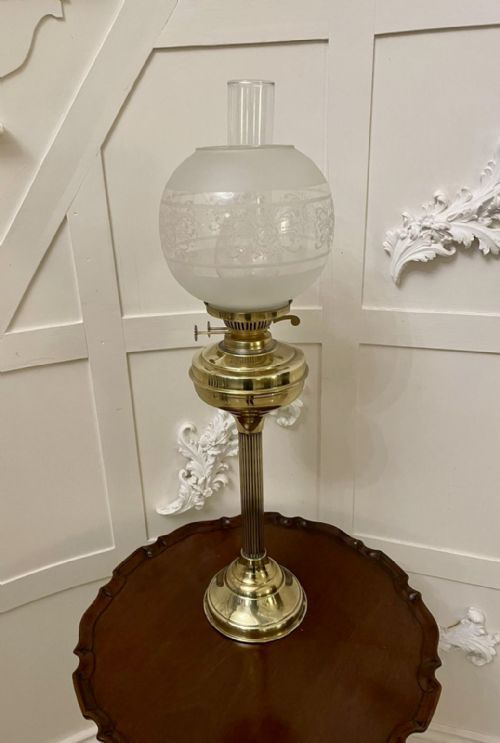 Antique Victorian Quality Brass Oil Lamp