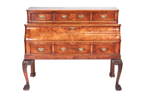 Exceptional Quality Antique Victorian Burr Walnut Bureau