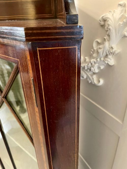 ANTIQUE EDWARDIAN INLAID MAHOGANY CORNER DISPLAY CABINET - ADDITIONAL PHOTO 1