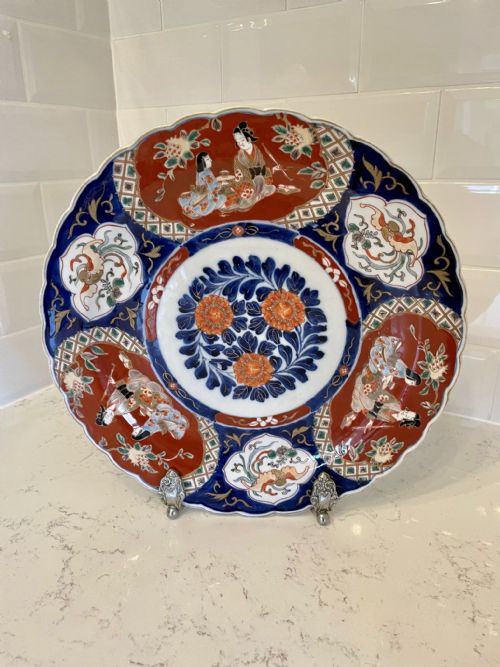 Large Antique Hand Painted Japanese Imari Charger