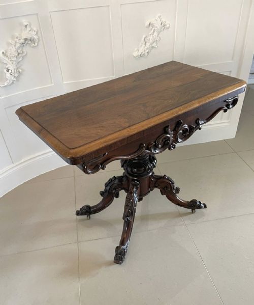 Quality Antique Victorian Carved Rosewood Card/side Table