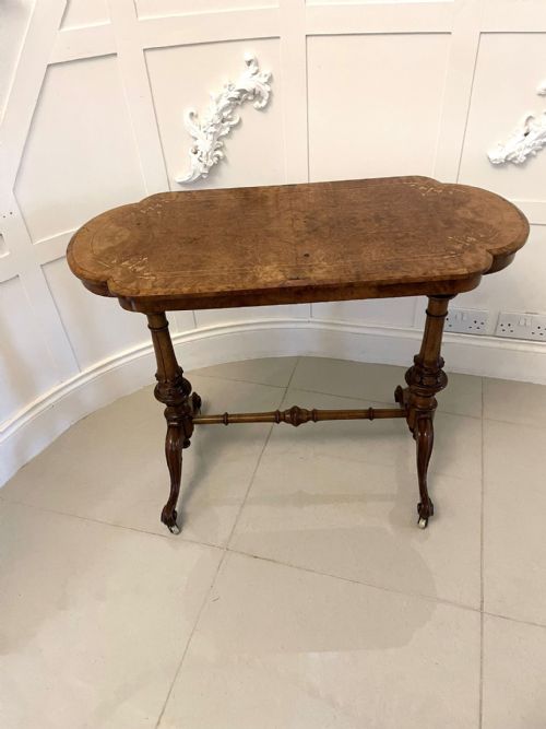 Antique Victorian Quality Burr Walnut Inlaid Freestanding Centre Table