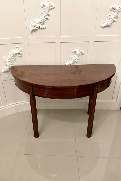 QUALITY ANTIQUE GEORGE III MAHOGANY DEMILUNE CONSOLE TABLE - ADDITIONAL PHOTO 2